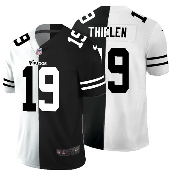 Men's Minnesota Vikings #19 Adam Thielen Black & White NFL Split Limited Stitched Jersey